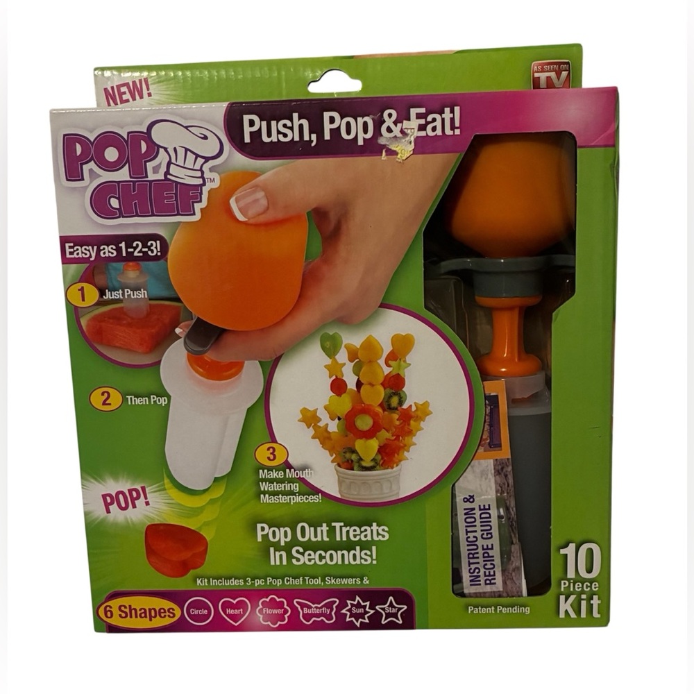 Pop Chef Push, Pop & Eat 10 Piece Kit As Seen On TV New In Box Food Shaping Kit
